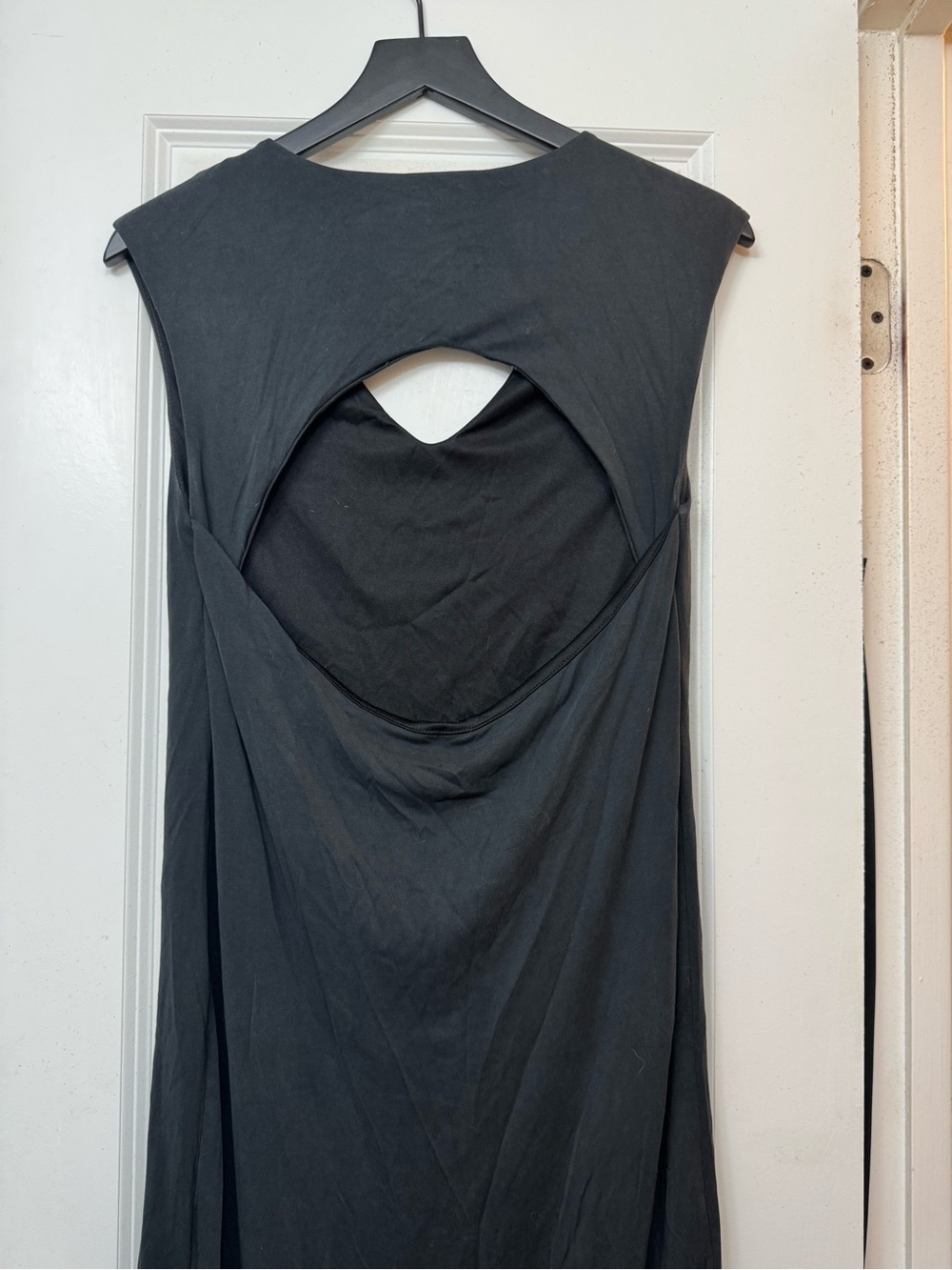 PPLA Black Sleeveless Midi Dress with V-Cut Detail